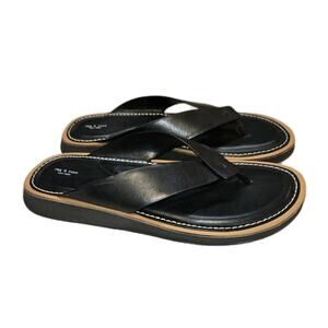 Rag & Bone Parker Thong Black Leather Sandal Flip Flop Comfy US 11 EU 41